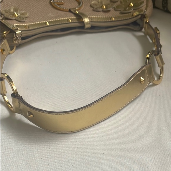 Guess Gold and Tan Mini Bag with Floral Accents - Picture 5 of 8